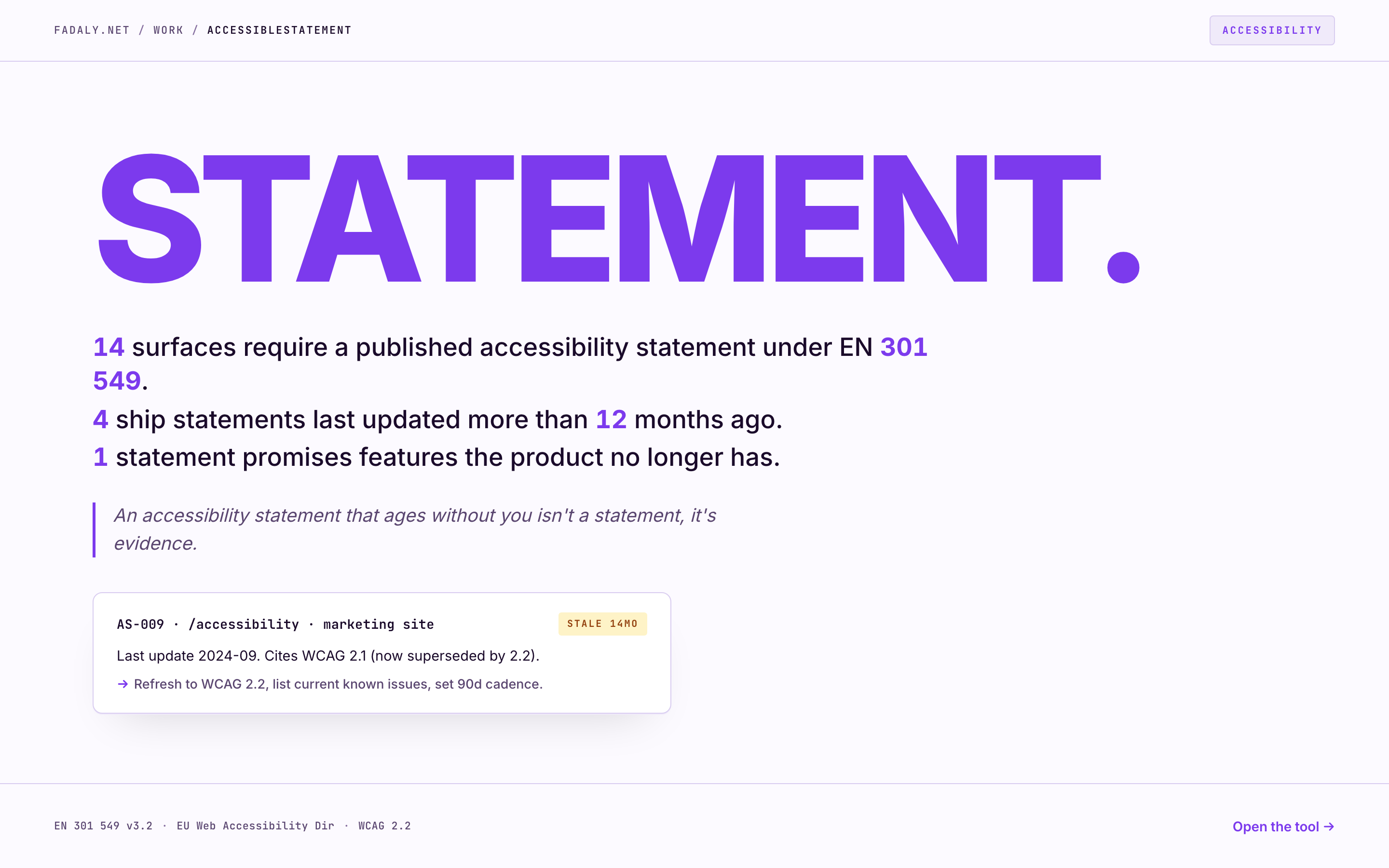 AccessibleStatement — Public WCAG Conformance Statement Generator thumbnail
