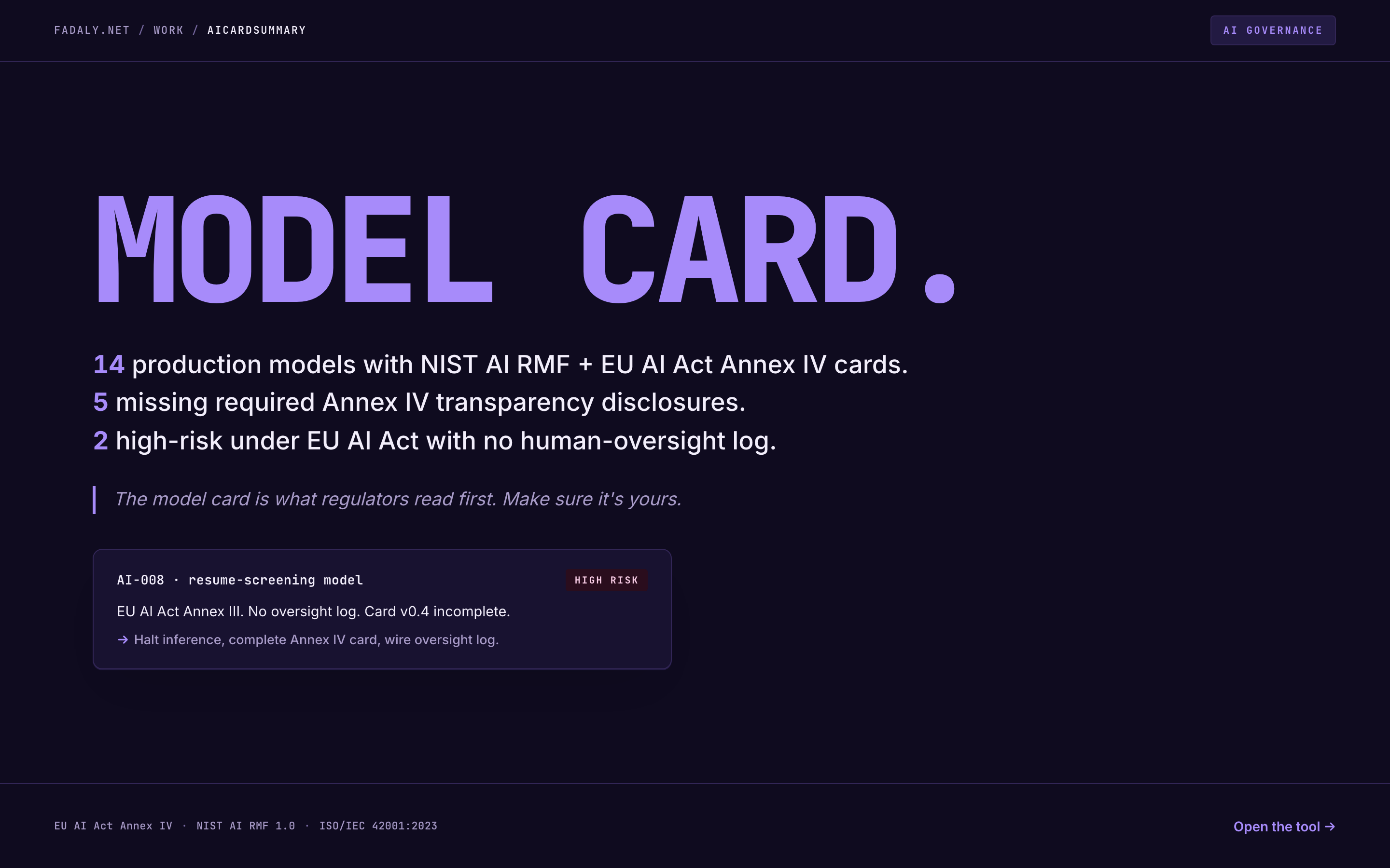 AICardSummary — Model Card Generator (NIST AI RMF + EU AI Act Annex IV) thumbnail