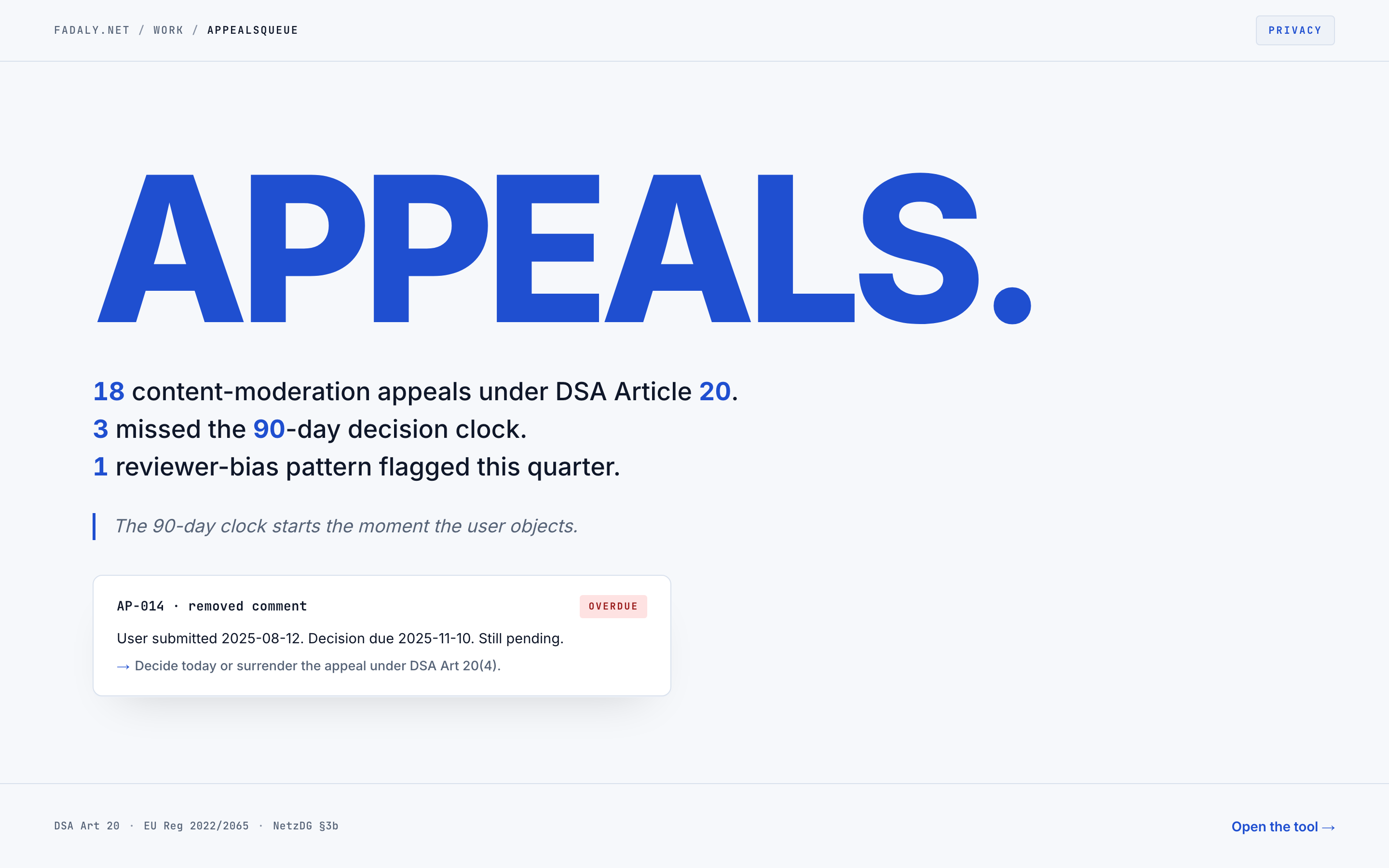 AppealsQueue — Content-Moderation Appeals (DSA Art 20) thumbnail