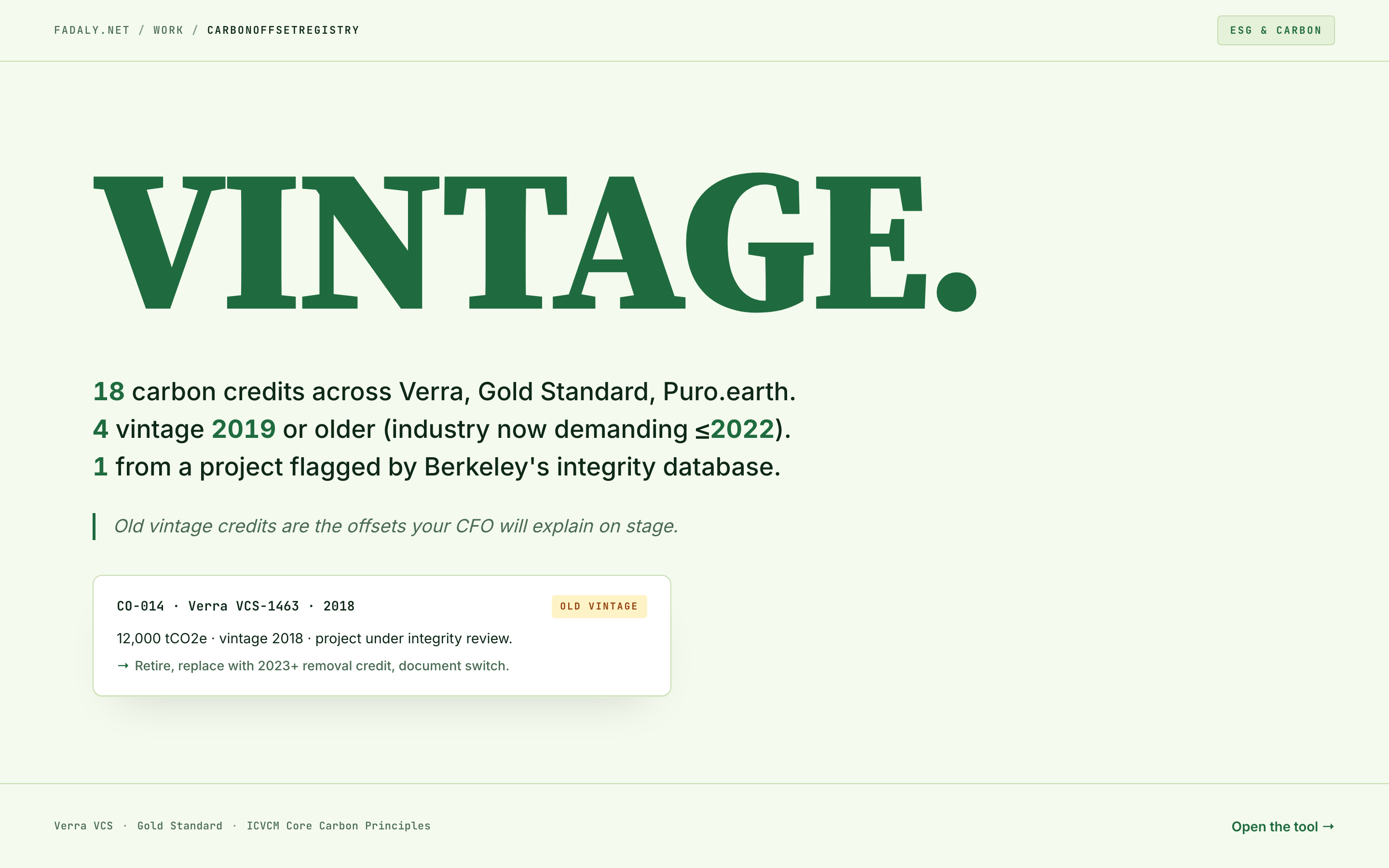CarbonOffsetRegistry — Carbon-Credit Hygiene + Vintage Validation thumbnail