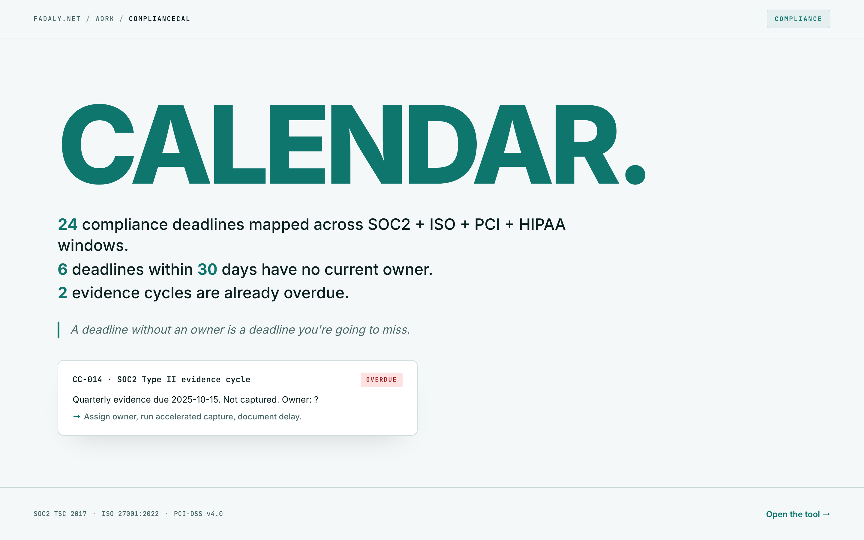 ComplianceCal — Unified Compliance Calendar thumbnail