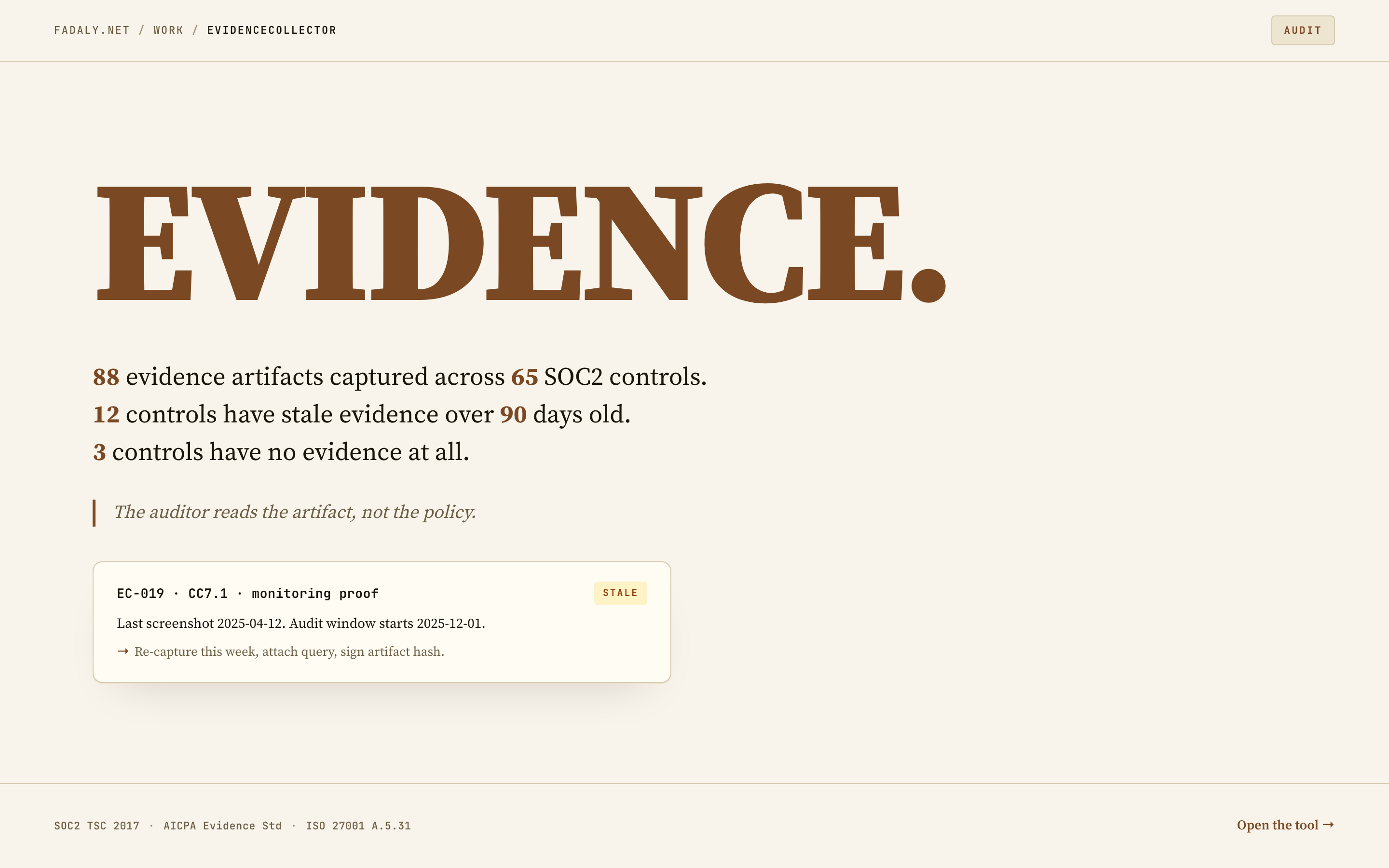 EvidenceCollector — SOC2 / ISO 27001 / HIPAA / PCI Evidence Tracker thumbnail