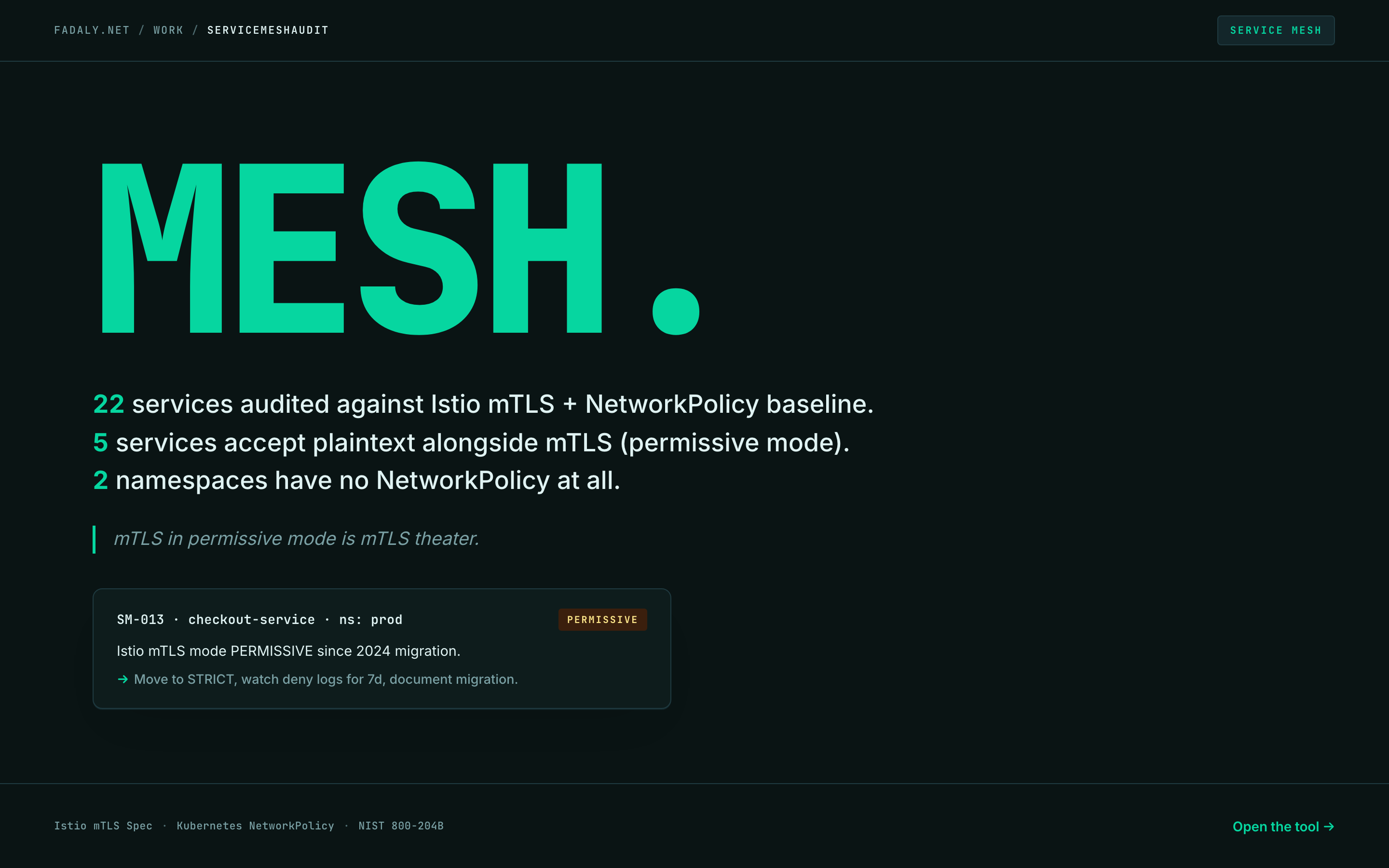 ServiceMeshAudit — Sidecar mTLS + Zero-Trust Network Policy Coverage thumbnail