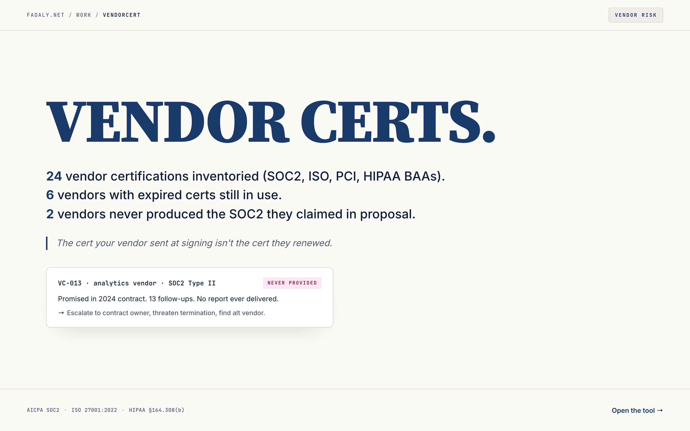 VendorCert — Two-Sided Vendor Compliance thumbnail