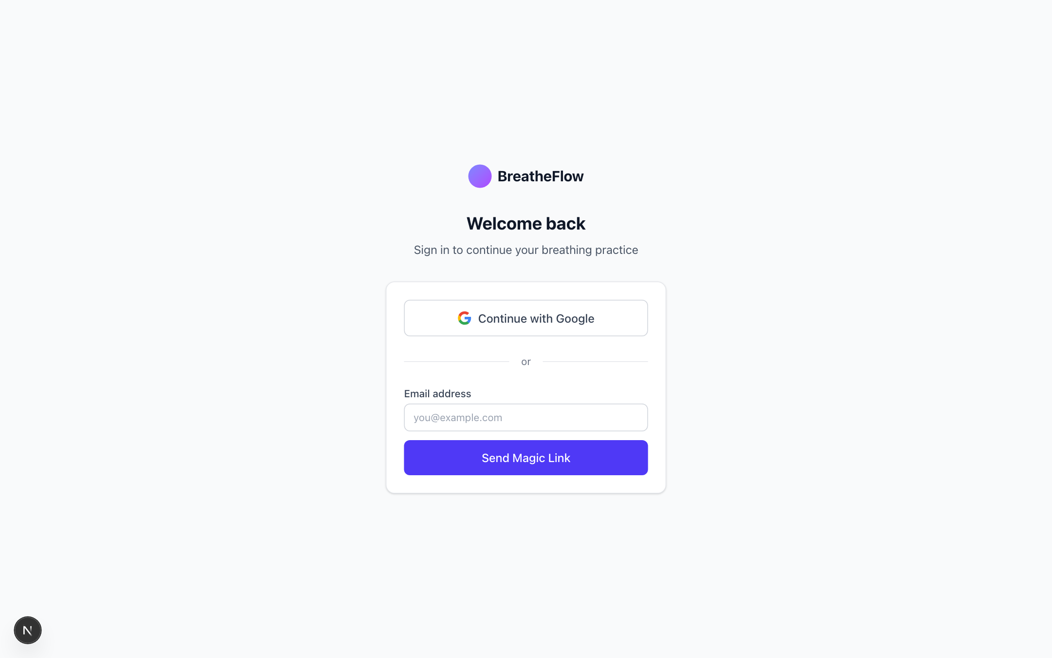 BreatheFlow login