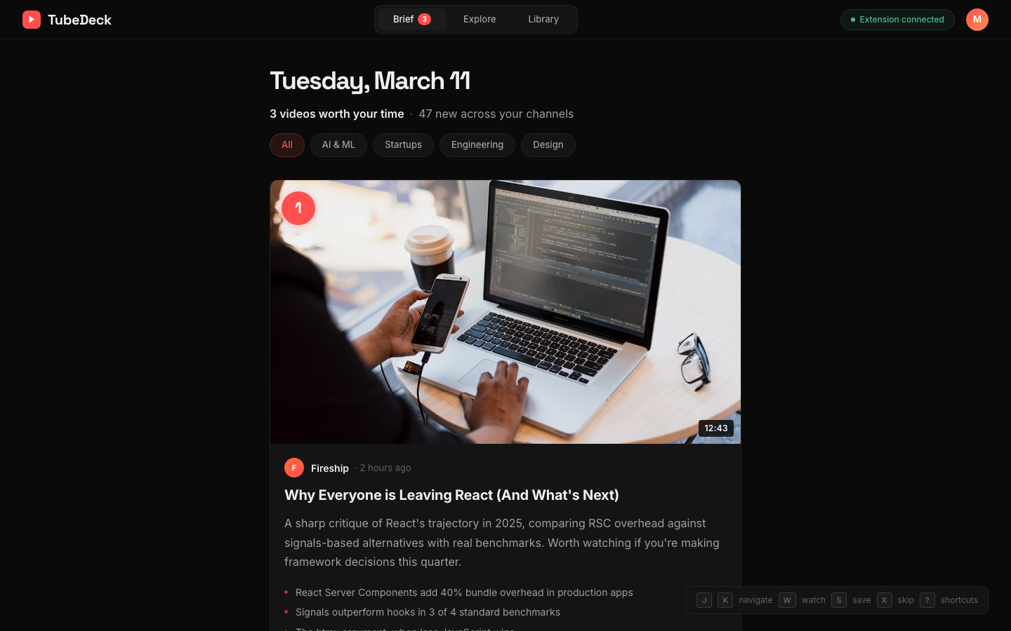 TubeDeck — YouTube Command Center thumbnail