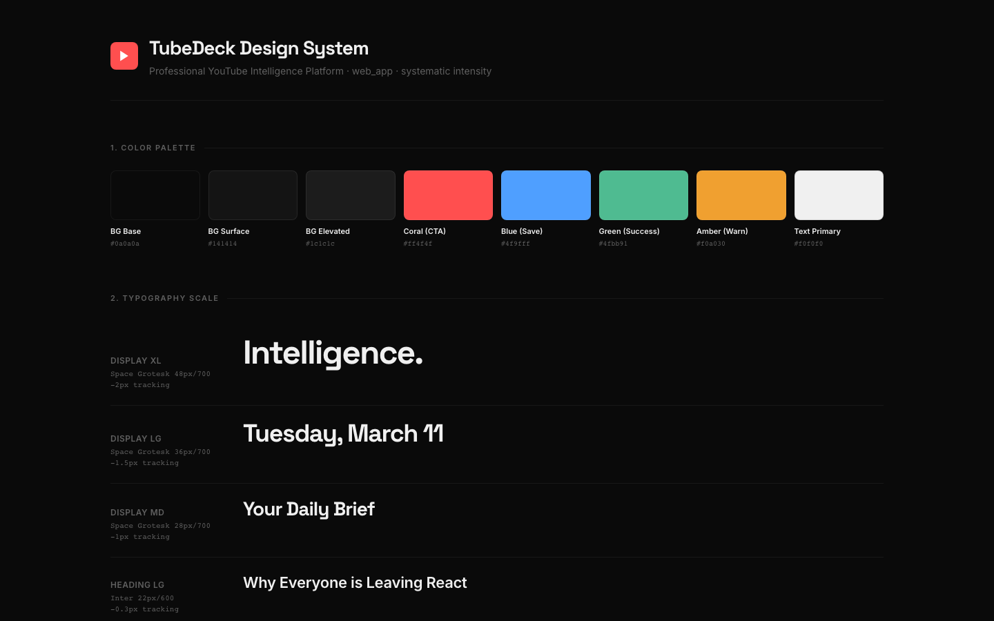 TubeDeck design system